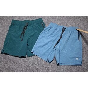 RBX Youth Peacock Blue & Green  Black Zip Pocket Stretch Short Pants Shorts Pair
